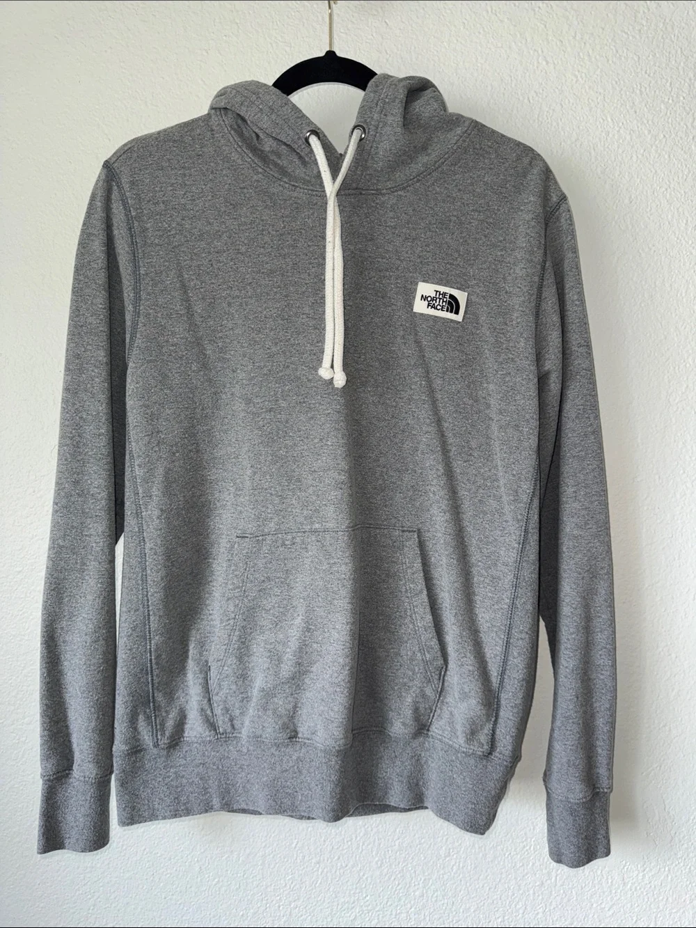 The North Face Heather Gray Pullover Hoodie with Logo Patch